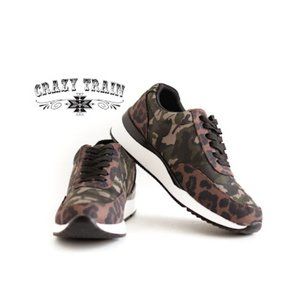 CAMO WILD KICKS- worn once. Small dark scuff on white.